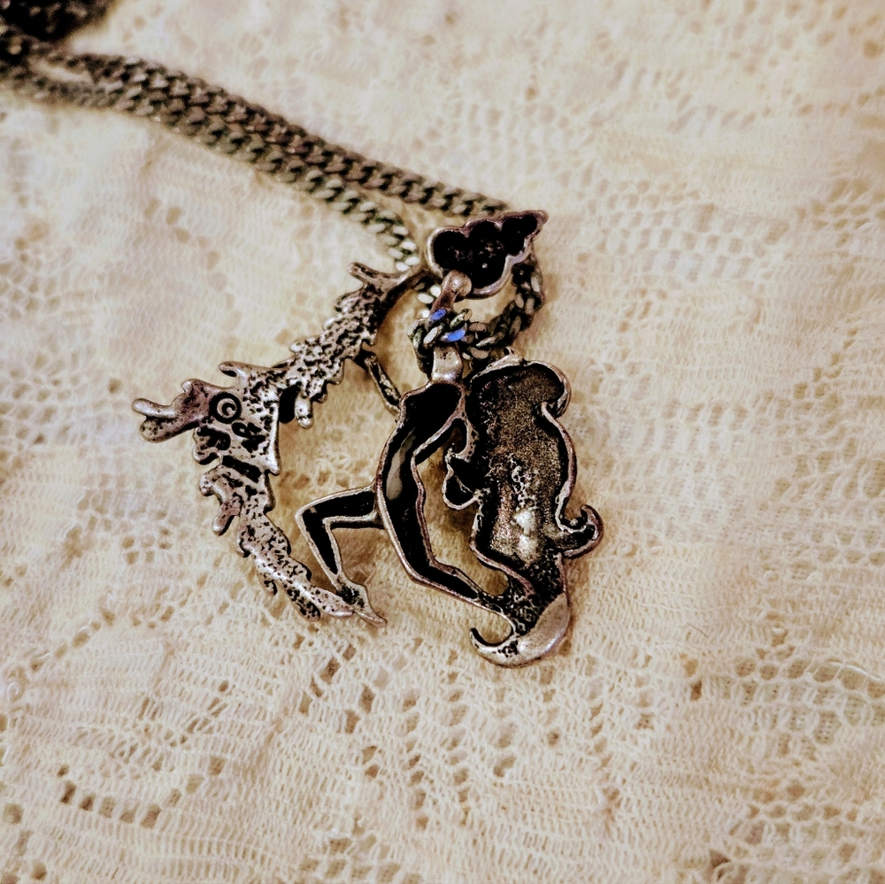 Vintage Sterling Silver Aquarius Pendant Necklace - Picture 2 of 5